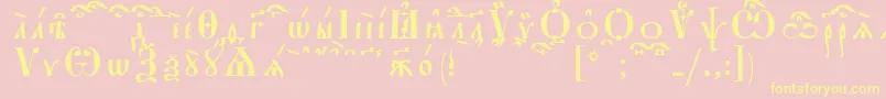 StarouspenskayaKucsSpacedout-Schriftart – Gelbe Schriften auf rosa Hintergrund