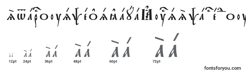 Größen der Schriftart StarouspenskayaKucsSpacedout