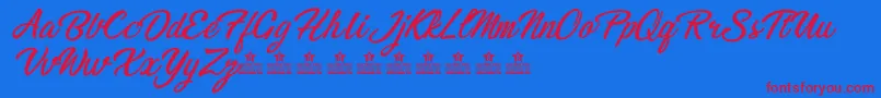 BikinisPersonalUse Font – Red Fonts on Blue Background