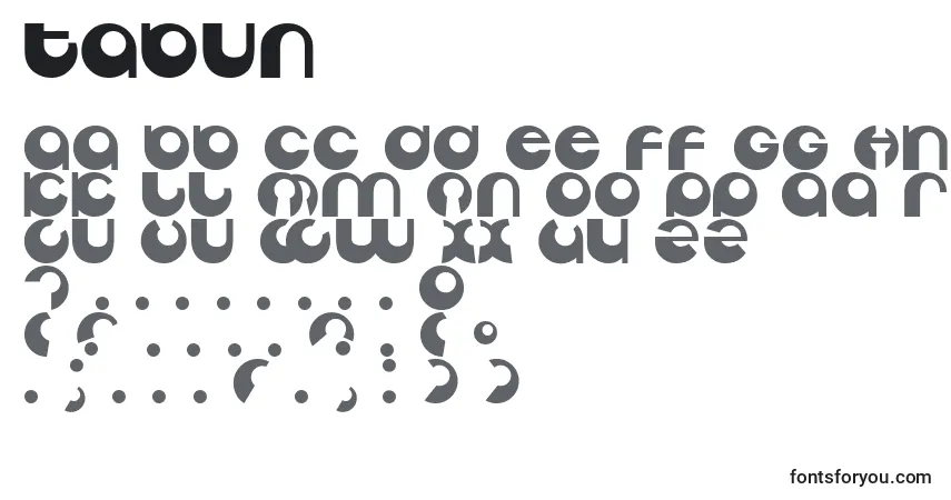 Schriftart Tabun – Alphabet, Zahlen, spezielle Symbole