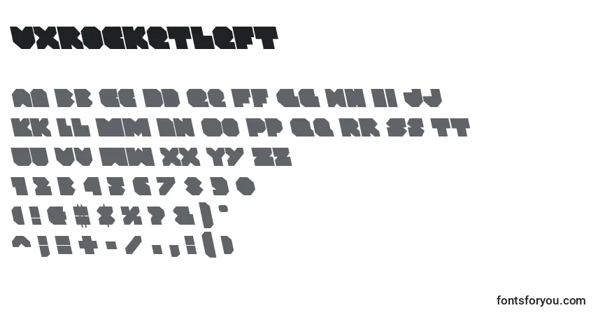 Vxrocketleftフォント–アルファベット、数字、特殊文字