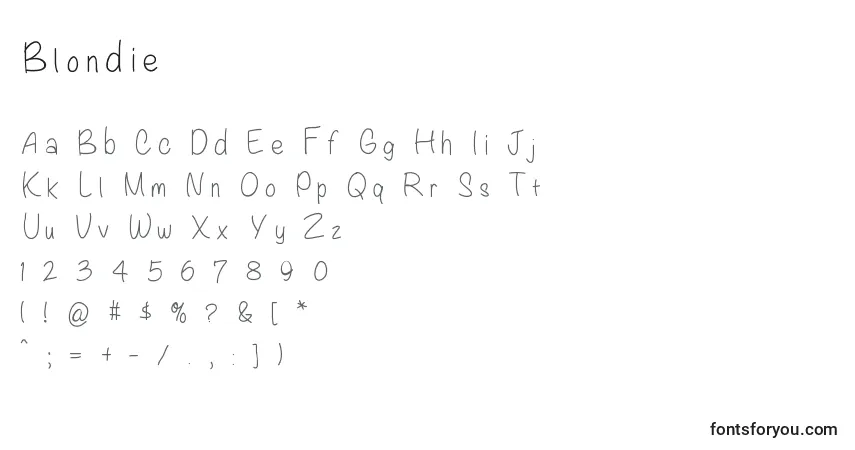 Шрифт Blondie – алфавит, цифры, специальные символы