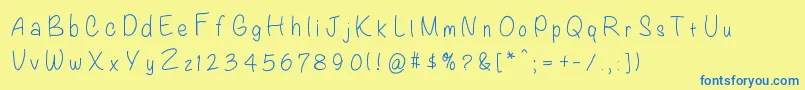 Blondie-Schriftart – Blaue Schriften auf gelbem Hintergrund