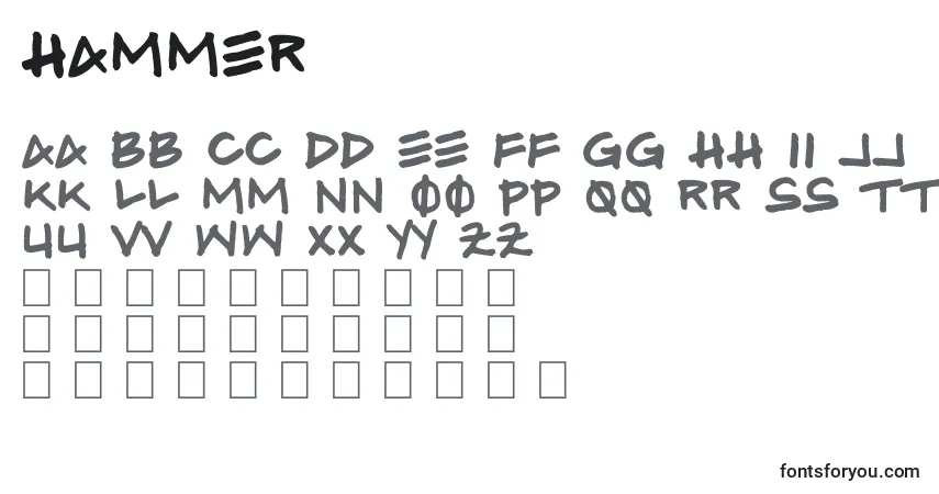 A fonte Hammer – alfabeto, números, caracteres especiais