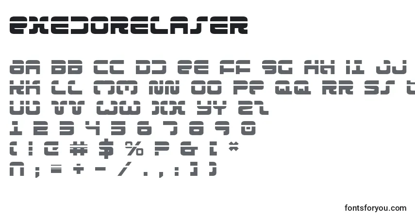 Czcionka ExedoreLaser – alfabet, cyfry, specjalne znaki