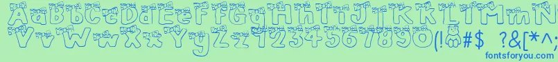 BlushBear Font – Blue Fonts on Green Background