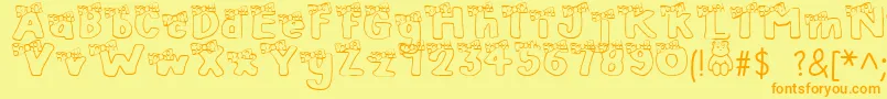 BlushBear-Schriftart – Orangefarbene Schriften auf gelbem Hintergrund