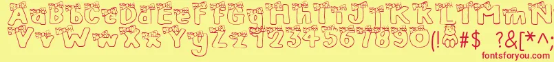 BlushBear-fontti – punaiset fontit keltaisella taustalla