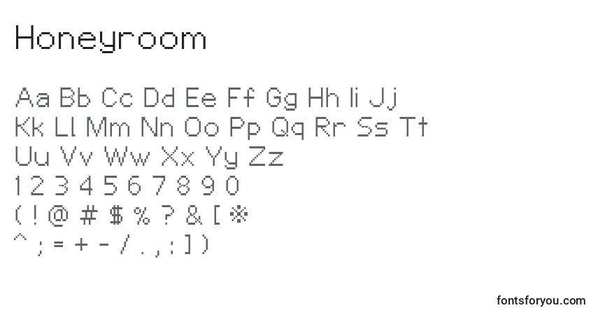 Czcionka Honeyroom – alfabet, cyfry, specjalne znaki