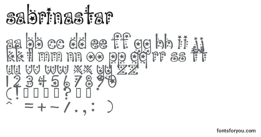 Czcionka SabrinaStar – alfabet, cyfry, specjalne znaki