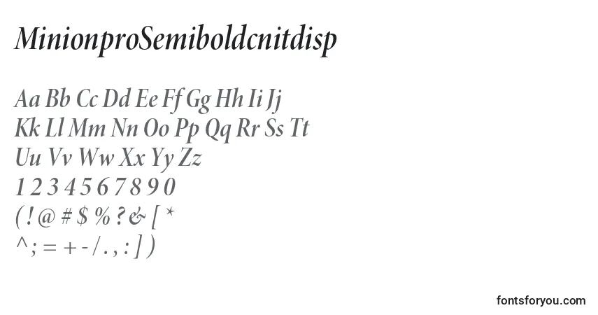Czcionka MinionproSemiboldcnitdisp – alfabet, cyfry, specjalne znaki