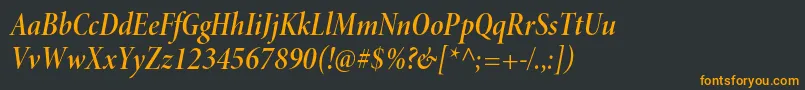 Fonte MinionproSemiboldcnitdisp – fontes laranjas em um fundo preto