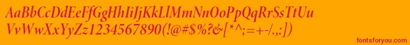 MinionproSemiboldcnitdisp Font – Red Fonts on Orange Background