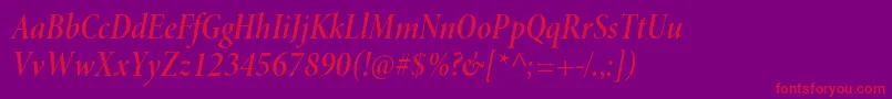 MinionproSemiboldcnitdisp Font – Red Fonts on Purple Background