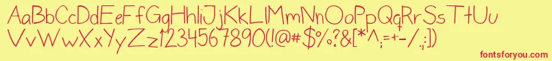 DonneNormal-Schriftart – Rote Schriften auf gelbem Hintergrund