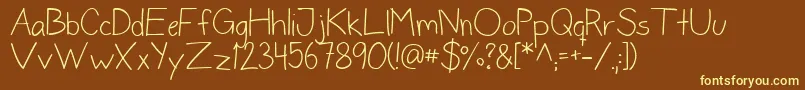 DonneNormal-Schriftart – Gelbe Schriften auf braunem Hintergrund