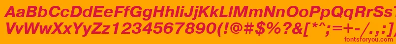 PragmaticadoscttBolditalic Font – Red Fonts on Orange Background