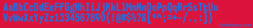 Czcionka Nk57MonospaceCdBd – niebieskie czcionki na czerwonym tle