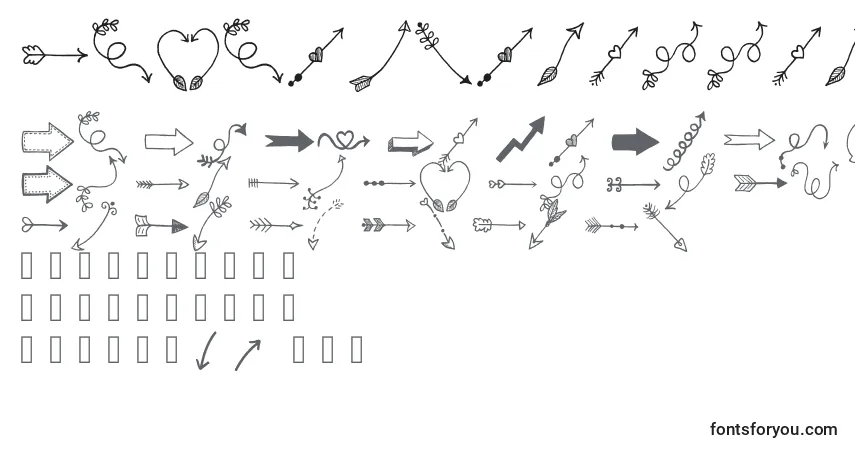 Schriftart Tanaesteldoodlearrows01Regular – Alphabet, Zahlen, spezielle Symbole