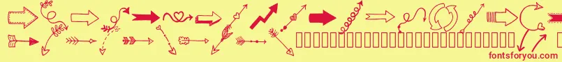 fuente Tanaesteldoodlearrows01Regular – Fuentes Rojas Sobre Fondo Amarillo