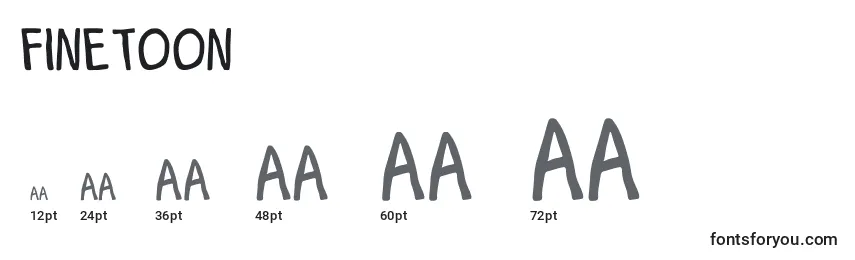 Finetoon Font Sizes