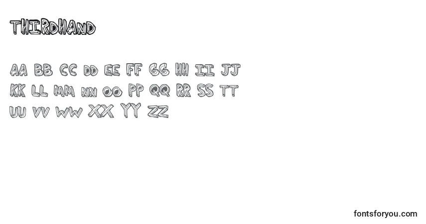 A fonte Thirdhand – alfabeto, números, caracteres especiais