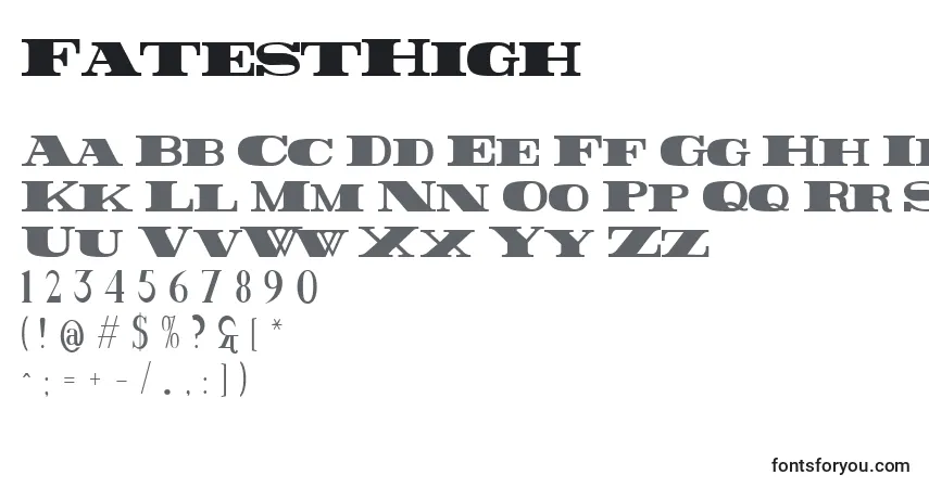 A fonte FatestHigh – alfabeto, números, caracteres especiais