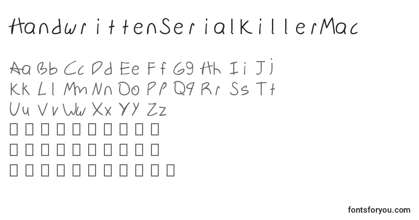 Schriftart HandwrittenSerialKillerMac – Alphabet, Zahlen, spezielle Symbole