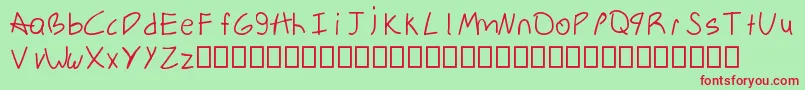 HandwrittenSerialKillerMac-Schriftart – Rote Schriften auf grünem Hintergrund