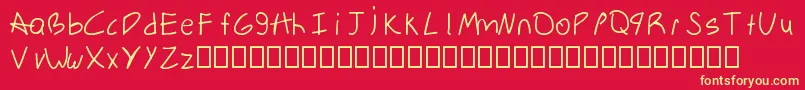 HandwrittenSerialKillerMac Font – Yellow Fonts on Red Background