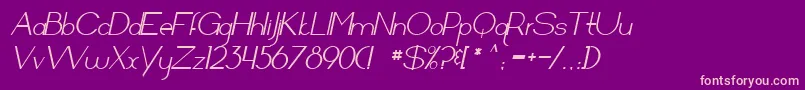 Arrivalsanddeparturesitalic Font – Pink Fonts on Purple Background