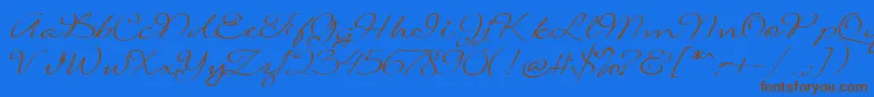 SignaritaLouisseLight-Schriftart – Braune Schriften auf blauem Hintergrund