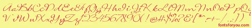 フォントSignaritaLouisseLight – 赤い文字の黄色い背景