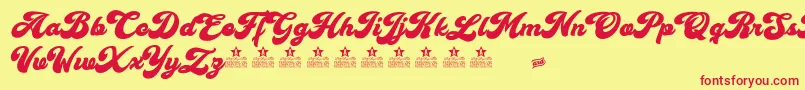 CherryAndKissesPersonalUse Font – Red Fonts on Yellow Background