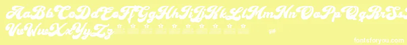 CherryAndKissesPersonalUse Font – White Fonts on Yellow Background