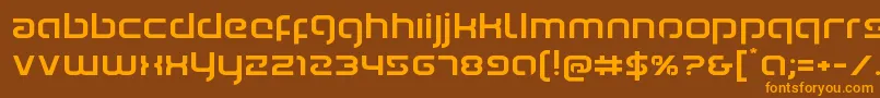 フォントYoungerbloodexpand – オレンジ色の文字が茶色の背景にあります。