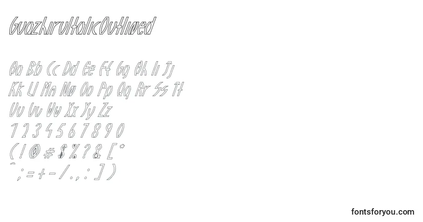 A fonte GuazhiruItalicOutlined (90280) – alfabeto, números, caracteres especiais