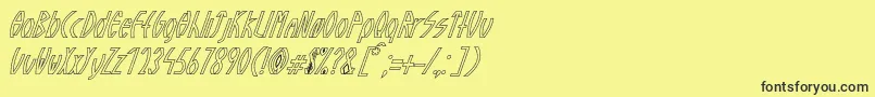 フォントGuazhiruItalicOutlined – 黒い文字の黄色い背景