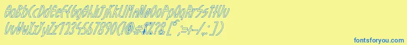 Czcionka GuazhiruItalicOutlined – niebieskie czcionki na żółtym tle