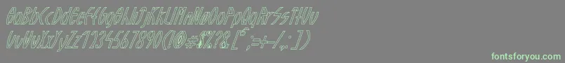 GuazhiruItalicOutlined-fontti – vihreät fontit harmaalla taustalla