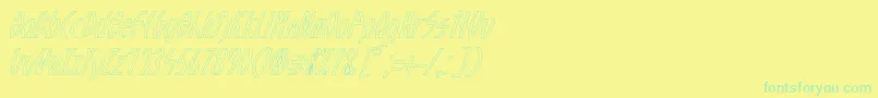 GuazhiruItalicOutlined Font – Green Fonts on Yellow Background