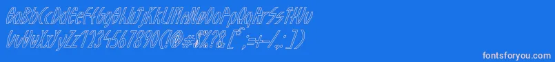 フォントGuazhiruItalicOutlined – ピンクの文字、青い背景