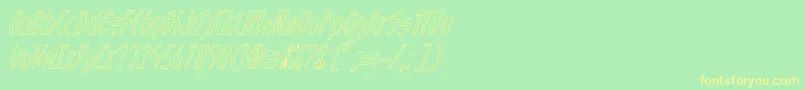 GuazhiruItalicOutlined Font – Yellow Fonts on Green Background