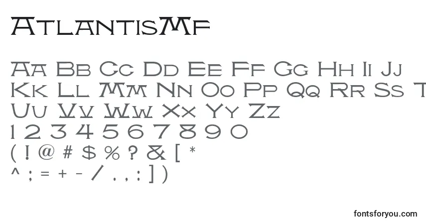 A fonte AtlantisMf – alfabeto, números, caracteres especiais