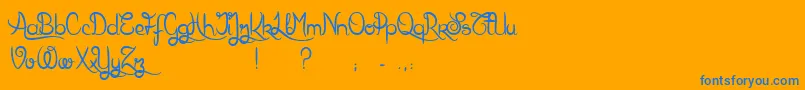 KarlWrightScript Font – Blue Fonts on Orange Background