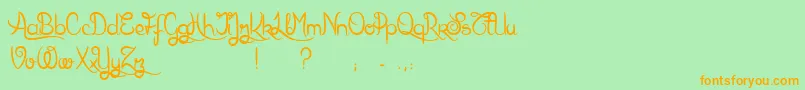 KarlWrightScript Font – Orange Fonts on Green Background