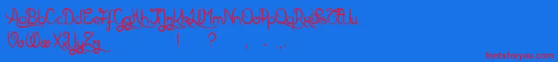 KarlWrightScript-Schriftart – Rote Schriften auf blauem Hintergrund