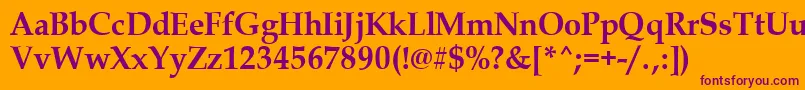 PalladiusBold-Schriftart – Violette Schriften auf orangefarbenem Hintergrund