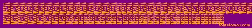 ATrianglercmmrup-Schriftart – Orangefarbene Schriften auf violettem Hintergrund