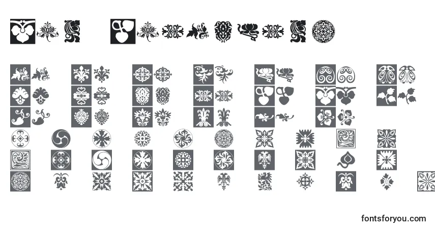 Czcionka Prt Ornament6 – alfabet, cyfry, specjalne znaki